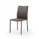 Candance Dining Chair In Taupe Leather - Angled