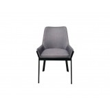 Benson Dining Chair Dark Grey Fabric with Black Powder Coated Metal Frame Set of 2  - Front