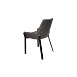 Benson Dining Chair Dark Grey Fabric with Black Powder Coated Metal Frame Set of 2  - Back Angle