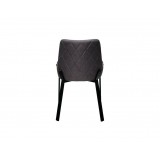 Benson Dining Chair Dark Grey Fabric with Black Powder Coated Metal Frame Set of 2  - Back