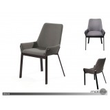 Benson Dining Chair Dark Grey Fabric with Black Powder Coated Metal Frame Set of 2 