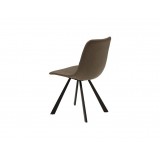 Bernside Dining Chair Grey Vintage Leatherette with Black Powder Coated Metal Set of 2 - Back Angled