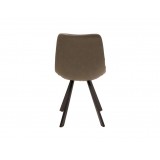 Bernside Dining Chair Grey Vintage Leatherette with Black Powder Coated Metal Set of 2 - Back