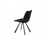 Bernadette Dining Chair Black Leatherette with Black Powder Coated Metal Set of 2 - Side Back