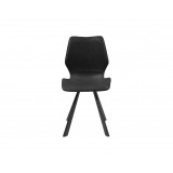 Bernadette Dining Chair Black Leatherette with Black Powder Coated Metal Set of 2 - 