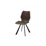 Bernadette Dining Chair Black Leatherette with Gray Powder Coated Metal Set of 2 - Angled