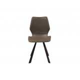 Bernadette Dining Chair Black Leatherette with Gray Powder Coated Metal Set of 2 - Front