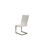 Duomo Dining Chair White Leatherette with Brushed Stainless Steel