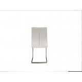 Duomo Dining Chair White Leatherette with Brushed Stainless Steel - Back
