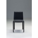 Fleur Dining Chair Black In Full Leather Wrap - Front