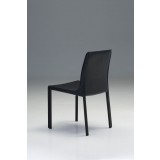 Fleur Dining Chair Black In Full Leather Wrap - Back Angle