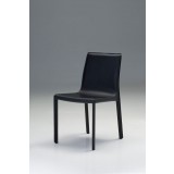 Fleur Dining Chair Black In Full Leather Wrap
