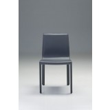 Fleur Dining Chair Grey In Full Leather Wrap - Front