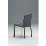 Fleur Dining Chair Grey In Full Leather Wrap - Back Angle