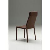 Harris Dining Chair Brown Full Leatherette Wrap with White Stitching Set of 2 - Back Angle