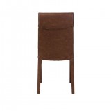 Harris Dining Chair Brown Full Leatherette Wrap with White Stitching Set of 2 - Back