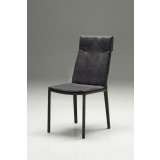 Harris Dining Chair Grey Full Leatherette Wrap with White Stitching Set of 2 