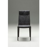 Harris Dining Chair Grey Full Leatherette Wrap with White Stitching Set of 2 - Front