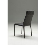 Harris Dining Chair Grey Full Leatherette Wrap with White Stitching Set of 2 - Back Angle