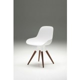 Iztuzu Dining Chair White Fiberglass with Walnut Legs Set of 2