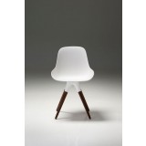 Iztuzu Dining Chair White Fiberglass with Walnut Legs Set of 2 - Front