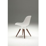 Iztuzu Dining Chair White Fiberglass with Walnut Legs Set of 2 - Side