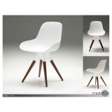 Iztuzu Dining Chair White Fiberglass with Walnut Legs Set of 2