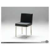 Tarna Dining Chair Black Leatherette with Polished Stainless Steel Set of 2