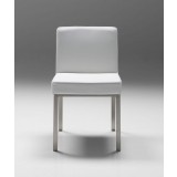 Tarna Dining Chair White Leatherette with Polished Stainless Steel Set of 2