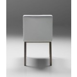 Tarna Dining Chair White Leatherette with Polished Stainless Steel Set of 2 - Back
