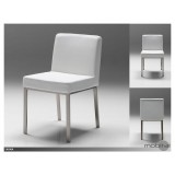 Tarna Dining Chair White Leatherette with Polished Stainless Steel Set of 2