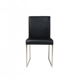 Tate Dining Chair Black Leatherette with Brushed Stainless Steel - Front