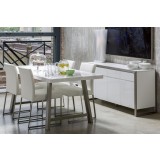 Tate Dining Chair White Leatherette with Brushed Stainless Steel
