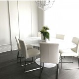 Tate Dining Chair White Leatherette with Brushed Stainless Steel - Lifestyle