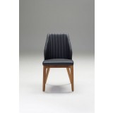  Totem Dining Chair Black Leatherette with Ash Wood Set - Front