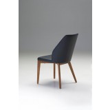  Totem Dining Chair Black Leatherette with Ash Wood Set - Back Angle