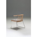 Walker Dining Chair Ash Solid Wood Back and Seat Frame with Polished Stainless Steel - Back Angle