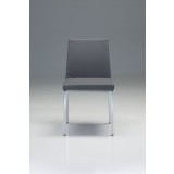 Weston Dining Chair Grey Ultra Leatherette with Chrome Frame - Front