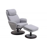 Denmark Recliner and Ottoman in Light Grey - Angled