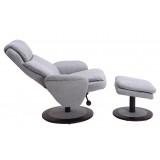 Denmark Recliner and Ottoman in Light Grey - Reclined