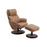 Denmark Recliner and Ottoman in Taupe - Angled 