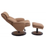 Denmark Recliner and Ottoman in Taupe - Reclined