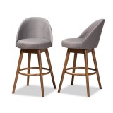 Baxton Studio Carra Swivel Bar Stool - Set of 2 - Grey