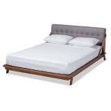 Baxton Studio Sante Upholstered Wood Platform Bed - Grey