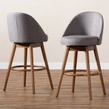 Baxton Studio Carra Swivel Bar Stool - Set of 2 - Grey