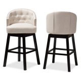 Baxton Studio Theron Swivel Bar Stool - Set of 2 - Light Beige