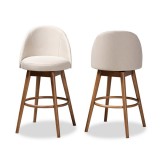Baxton Studio Carra Swivel Bar Stool - Set of 2 - Light Beige