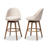 Baxton Studio Carra Swivel Bar Stool - Set of 2 - Light Beige