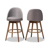 Baxton Studio Carra Swivel Bar Stool - Set of 2 - Grey