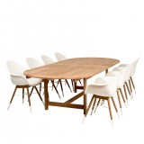  Amazonia Charlotte 9 Piece Teak Double Extendable Rectangular Patio Dining Set 